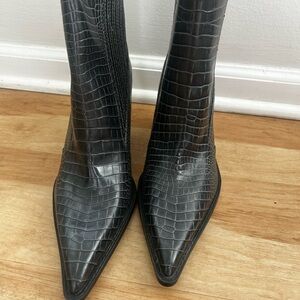 ZARA Reptile Pattern Dark Grey Cowboy Type Boot